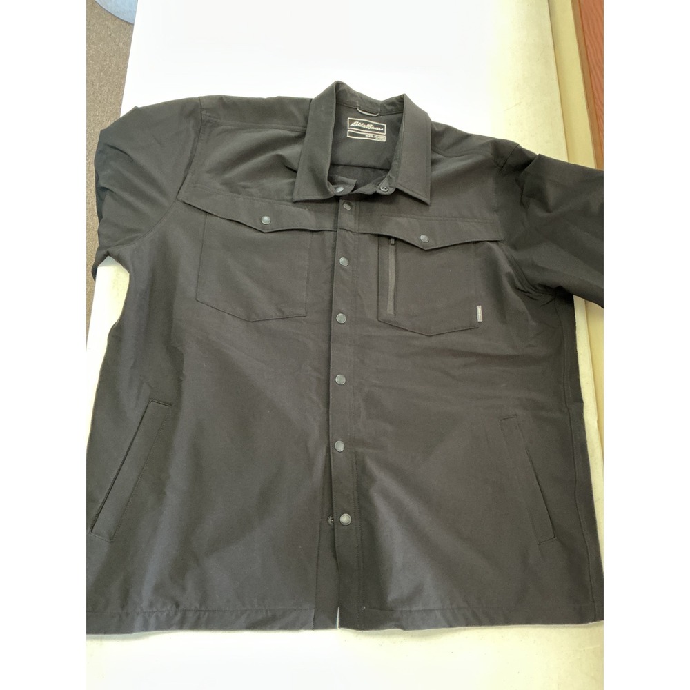 Eddie Bauer Mens 2XL Black Fleece Lined Shirt Jacket Classic Fit Shacket